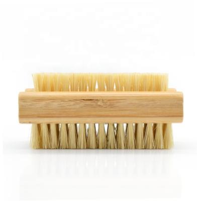 China Sustainable Natural Portable Bamboo Sisal Brush Kitchen Nail Cleaning Brush Double Sided Bristle Scrub Brush With Eco Friendly for sale