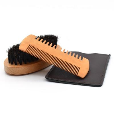 China Natural Hair Growh Kit Private Label Mens Beard Care Kit Men Beard Care Kit Wooden Boar Comb Set With PU Case for sale