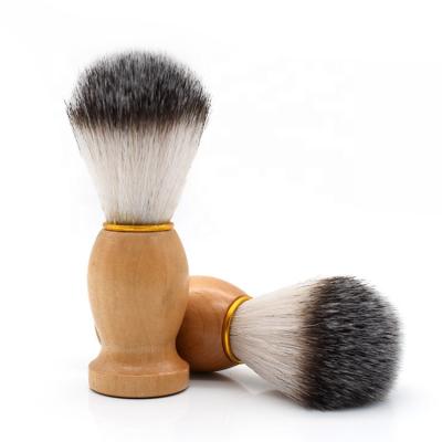 China Wholesale Easy Clean Salon Wood Handle Men Facial Beard Shaving Brush Barber Neck Face Cleaning Brush Portable for sale