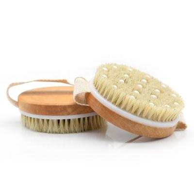 China EXFOLIATE Hot Dry Body Bath Brush Wooden Natural Amazon Bristle Exfoliating Brush for sale