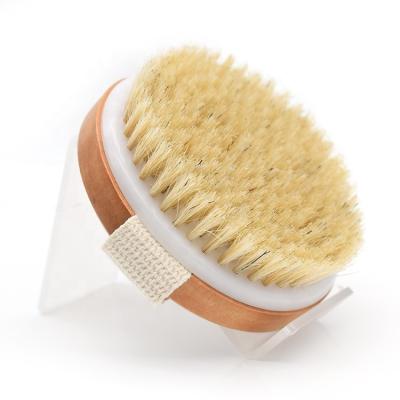 China EXFOLIATING Amazon Hot Selling Natural Bristles Around Exfoliating Brush Wooden Body Bath Brush For Wet Dry Brushing for sale