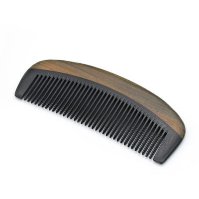 China Natural Perfume Horn Tooth Sandalwood Handle Wooden Pocket Beard Comb Wooden Tooth Luxurious Fine Mustache Comb For Gift for sale