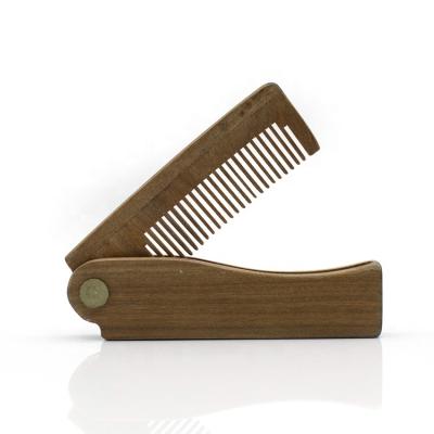 China Healthy Comb Amazon Best Selling Men Folding Beard Comb Sandalwood Fine Tooth Pocket Hair Comb For Mustache Styling for sale