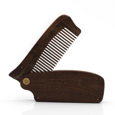 China Healthy Comb Amazon Best Selling Portable Men Folding Hair Beard Comb Anti Static Gold Sandalwood Black Pocket Comb for sale