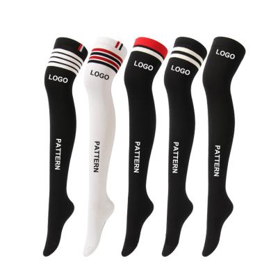 China QUICK DRY Women Fashion Customized Logo Cotton Young Long Thigh High Above Knee Logo Women Knee High Socks Custom Made For Ladies for sale