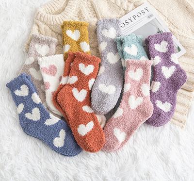 China Korean manufacturer wholesale Heart Thermal Cute girls ladies valentines day pink fluffy socks QUICK DRY for women for sale