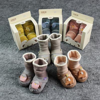 China QUICK DRY Newborn Toddlers Crew Socks Long Mid Soles Anti Slip Floor Rubber Shoes Cute Cartoon Infant Baby With Grip for sale