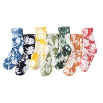 China QUICK DRY funny socks boys girls crew tie dye fashion cotton tie dye kid socks for wholesale for sale