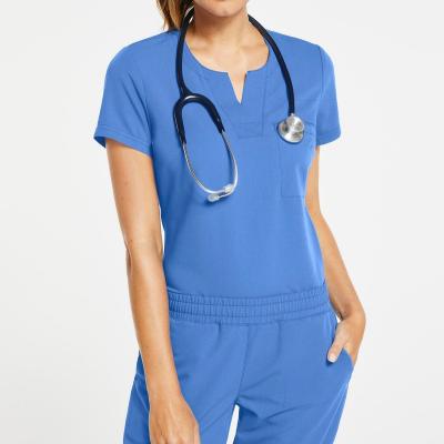 China Breathable Customize Classic Nurse Uniform Special Designing Style Female Hospital Uniform Scrub Set for sale