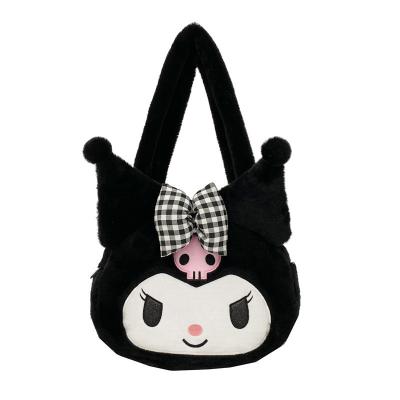 China Cinnamoroll Melody Kuromi Women Tote Handbags Cotton Kawaii Sanrio Plush Shoulder Bags Shape Female Messenger Bags Purses Xmas Gifts for sale