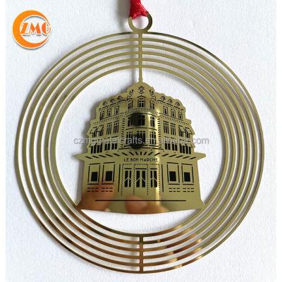 China Europe Best Selling One Color Printed Customized Golden Christmas Ornaments Hanging Metal for sale