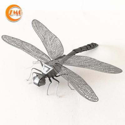 China Wholesale Cheap Europe Stainless Steel Silver Model Crafts DIY 3D Dragonfly for sale