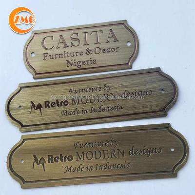 China China Wholesale Cheap High Grade Antique Bronzed Brass Engraved Metal Furniture Label for sale