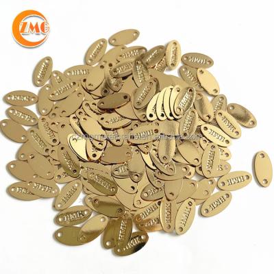 China Europe Best Selling Customized Engraved Small Two Holes Metal Jewelry Tags 14k/18k Gold Plated for sale