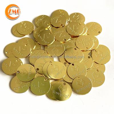 China Global Hot Selling Custom Brass Metal Jewelry Tags With Two Sides Engraved Logo for sale