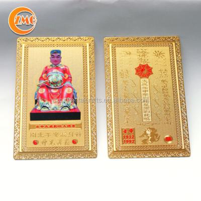 China China Wholesale Gold Jiazi Ren Shen Taisui Brass Cards Sixty 1932 to Liu Wang 1992 for the Year of the Monkey for sale