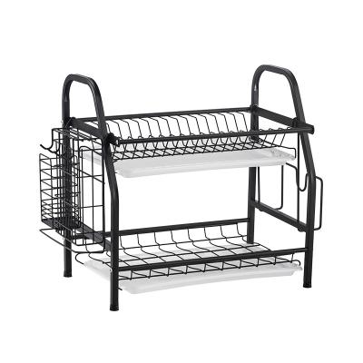 China Sustainable High Quality Wholesale Dish Drying Rack Stainless Steel Kitchen Storage Black for sale