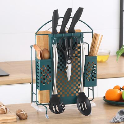 China Sustainable High Quality Multifunctional Nordic Green Kitchen Utensils Stainless Steel Knife Holder for sale