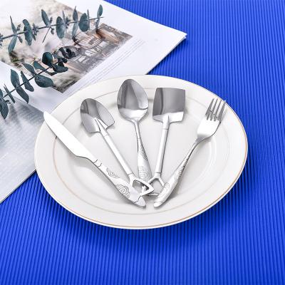 China Sustainable Creative Hot Sale Kitchen Accessories Hotel Tableware Stainless Steel Fork Spoon Set Handmade for sale