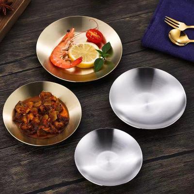 China Sustainable High End Serving And Trays Dessert Dish Sushi Dinner Set Stainless Steel Round Dish for sale