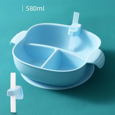 China High Temperature Suction Sustainable Baby Food Sustainable Strong Meal Disinfection Dinner Dish Silicone Feeding Tray for sale