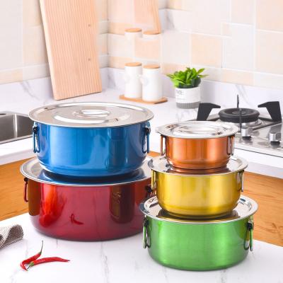 China Durable High Quality Non Stick Metal Cookware Pots 5 Piece Paint Polishing Stainless Steel Cooking Pot Set With Handle for sale