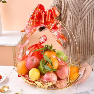 China Hot-selling high quality gold-plated fruit basket sustainable luxury golden fruit storage plum gift for sale