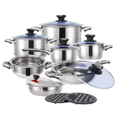 China Sustainable Kitchen Appliances Beware 16 Pcs Stainless Steel Cooking Pot/Roller/Nonstick Cookware Induction Pan/Steamer Pot Set for sale