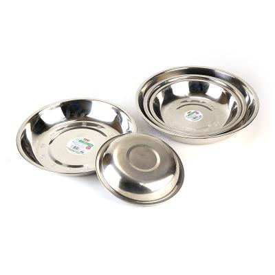 China Tableware Supplier 201 Stainless Steel Food Serving Dishes Sustainable Round Silver Dishes for sale