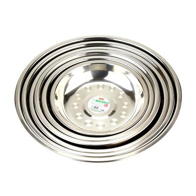 China Sustainable Supplier 201 Kitchen Round High Quality Stainless Steel Dinner Serving Plates For Restaurant for sale