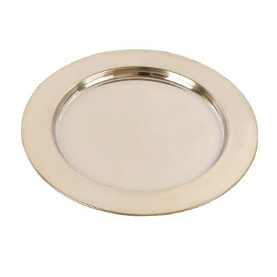 China Sustainable Stainless Steel Round Mirror Polished Gold Dinner Charger Plate Dishes for sale