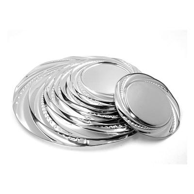 China Sustainable Design Tableware Stainless Steel Chinese Round Silver Charger Dishes Serving Tray for sale