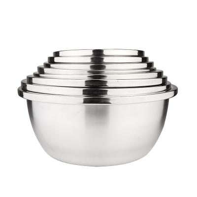 China Top Selling Kitchenware Sustainable Top Mirror Polished Stainless Steel Food Soup Deep Mixing Bowls for sale