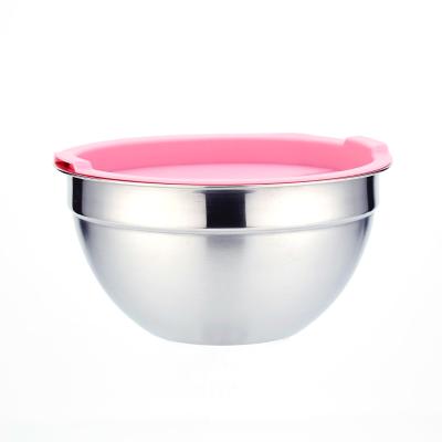 China Sustainable Wholesale Stainless Steel Metal Bowls Round Salad Mixing Bowls With Lid for sale