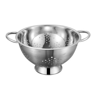 China 22 Cm Sustainable Stainless Steel Fruit Basket Washing Vegetables Colander With Handle for sale