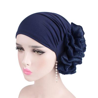 China DecorateÂ   Fashion Tall Muslim 3D Flower Fascinate Girls Cover Up Headwear Women Head Hat Turban Hijab for sale