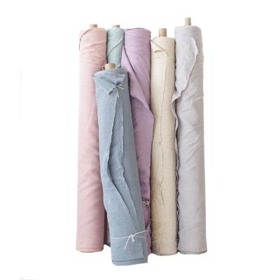 China Breathable Plain Dyed Stock Lot Free Sample For Bedding And Garment Linen Towels Color Linen Cotton Fabrics for sale