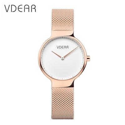 China Small Size Mesh Day/Date Strap Lovely Ladies Watch Quartz Women Rose Gold for sale