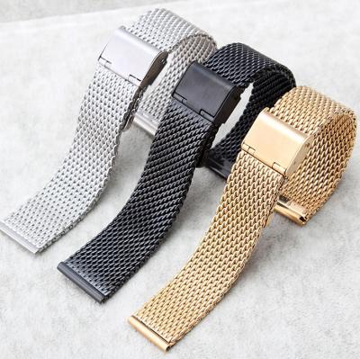 China Wholesale Line 06 Polished Stainless Steel PVD Plated Printing Logo Stainless Steel Mesh Strap for sale