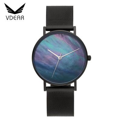 China Water Resistant Make Your Own Brand Empty Watch Case Minimalist Ladies Watch Colorful Pearly Dial for sale