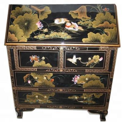 China Asia Tangerine Duck Black Lacquer Furniture Classic Solid Wood Home Office Desk for sale