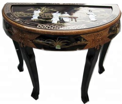 China Asia Black Pearl Classic Hand Painted Lacquer Art Furniture Home Solid Wood Oriental Console Table for sale