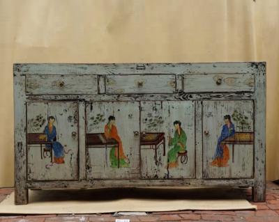 China Vintage Rustic Hand Painted Country Furniture Porcelain Solid Wood Solid Wood Dining Room Sideboard for sale