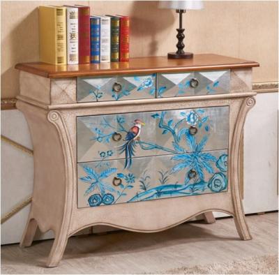 China Reproduction Antique Vintage Living Room Chest Solid Wood Hand Painted Cabinet for sale