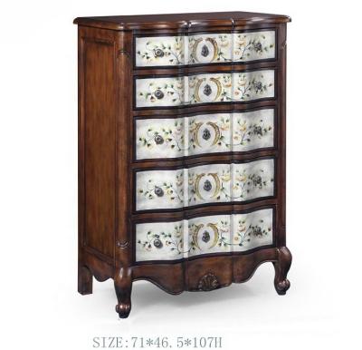 China EUROPEAN Vintage Antique Hand Painted Living Room Classic Reproduction Bird Chest Cabinet for sale