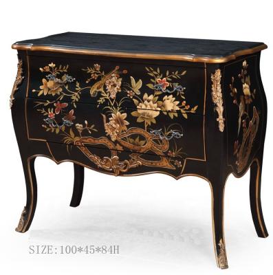 China European antique hand-painted living room classic American reproduction bird chest solid wood wardrobe for sale