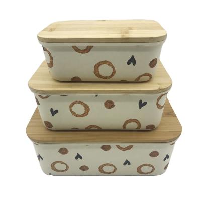 China Biodegradable and eco-friendly bamboo fiber lunch box bamboo snack containers NO--toxic with lid for sale