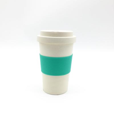 China New Style Solid Color Bamboo Fiber Mug Bamboo Fiber Disposable Coffee Cup With Lid for sale