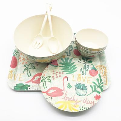 China Eco - Friendly Unbreakable Biodegradable Bamboo Dinner Set Kids Dinnerware Set for sale