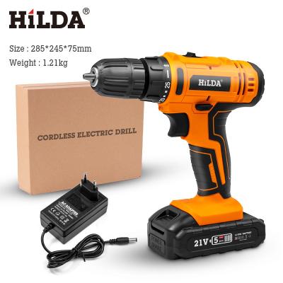 China Hilda Factory 2 Speed ​​12V 16.8V 21V Mini Impact Drill Cordless Driver Drill Machine Power Drills Cordless Drill for sale